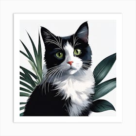 Black Cat With Green Eyes Art Print