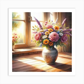 Watercolor Painting Of A Vase Art Print