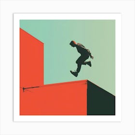 Skateboarder Jumping Art Print