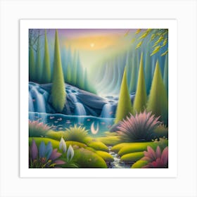 Waterfall In The Forest 4 Art Print