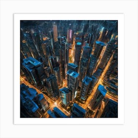 Cityscape At Night Art Print