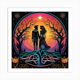 Couple In The Trees Art Print