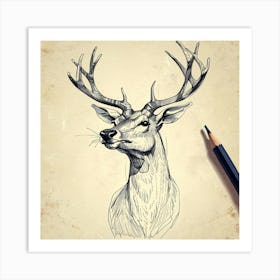 Deer Head 4 Art Print