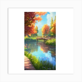 Autumn Bridge Art Print