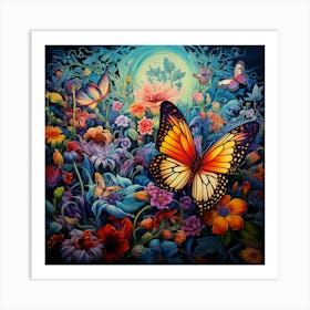 Butterfly In The Garden 1 Art Print