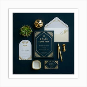 Deco Wedding Stationery Art Print