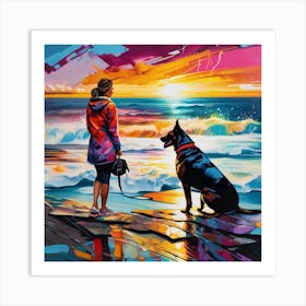 'Dog On The Beach' Art Print