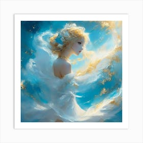 Girl In A White Dress Art Print