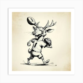 Deer Football Player 1 Art Print