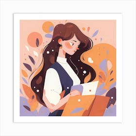 Girl Reading A Book Art Print