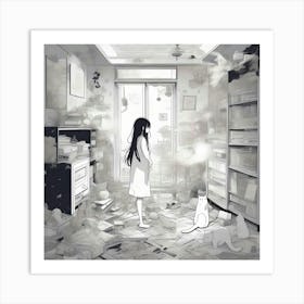 Manga Girl In A Room 7 Art Print