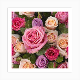 A Rose Bouquet Containing Roses Of Attractive Colors (1) Art Print