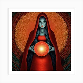 Red Hooded Woman Art Print