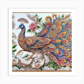 Peacock Painting Art Print