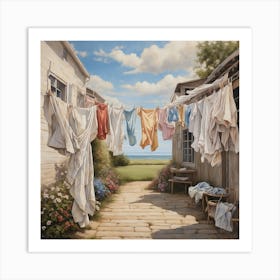 Laundry On The Line Art Print