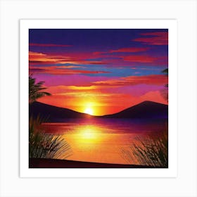 Sunset At The Beach By Person 1 Art Print