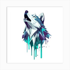 Wolf Howling Generated AI. Wall Art Print Poster