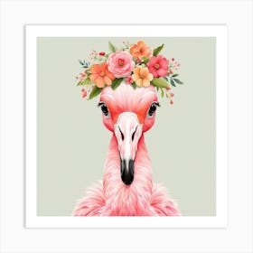Floral Baby Flamingo Nursery Illustration (16) Art Print