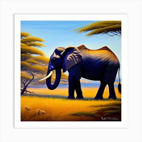 Elephant In The Savannah Art Print