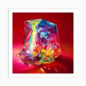 Melting Multi Coloured Ice Cube Art Print