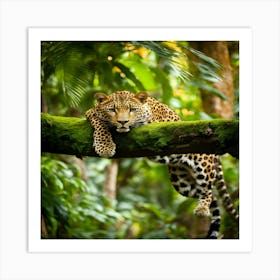 Leopard Resting On A Tree Branch Art Print