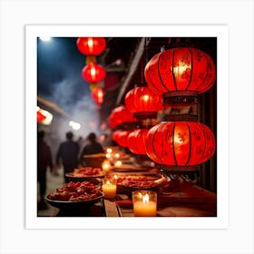 Chinese Lanterns At Night 1 Art Print