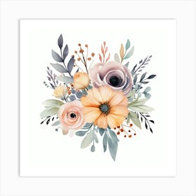 Watercolor Floral Bouquet Art Print