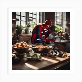 Spider-Man In The Kitchen Art Print