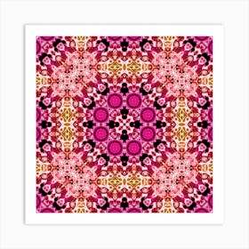 Ethnic Pattern Pink And Yellow Art Print