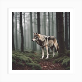 Wolf In The Forest 12 Art Print