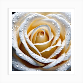 White Rose With Water Droplets Art Print