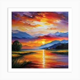 Sunset By The Lake 64 Art Print