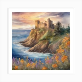 A Majestic Castle Perched On Image 1 Art Print