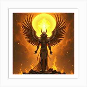 Egyptian God Ra Surrounded By Sunlight And Solar Symbols 1 Art Print