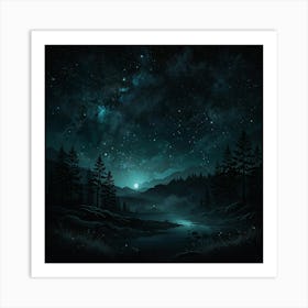 Dark Night In The Forest Art Print