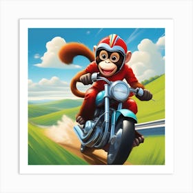 Biker Monkey Art Print