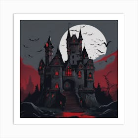 Castle Dracula Vampire Horror Art Print