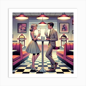 60's Diner Cartoon Milkshakes Art Print