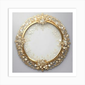 Create A Slim Metallic Snow White Winter Round Bor (1) Art Print