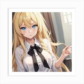 Anime School Girl By Window Art Print