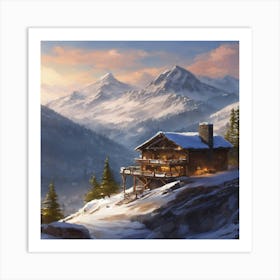 Cabin In The Mountains Art Print