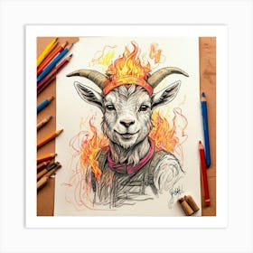 Goat On Fire 13 Art Print