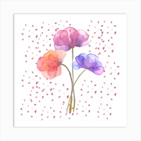 Watercolor Flowers On A White Background Art Print