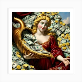 Lady With Money3 Art Print