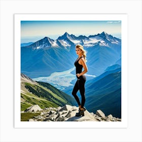 Woman On Top Of A Mountain 5 Art Print