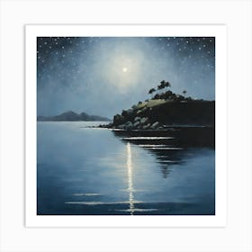 Moonlight Over The Water  Art Print