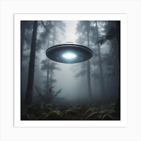Alien Spacecraft In The Forest 2 Art Print