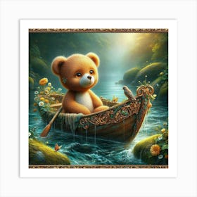 Teddy Bear In A Boat 3 Art Print