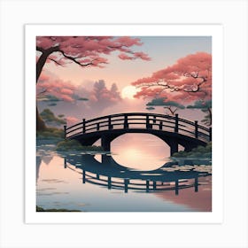 Bridge Over A Pond Art Print