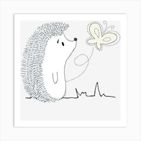 Cute Vintage Hedgehog & Butterfly Art & Gift G005287 Art Print